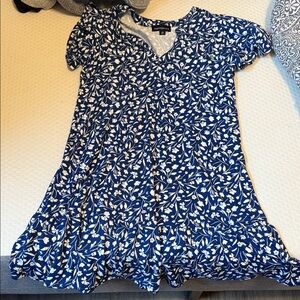 Elegant Blue and White Floral Blouse